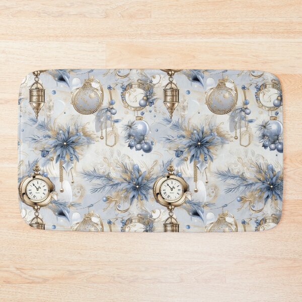 Item preview, Christmas Pattern, vintage-style, floral motifs, ornaments, clocks designed and sold by Cerulean-Shop.