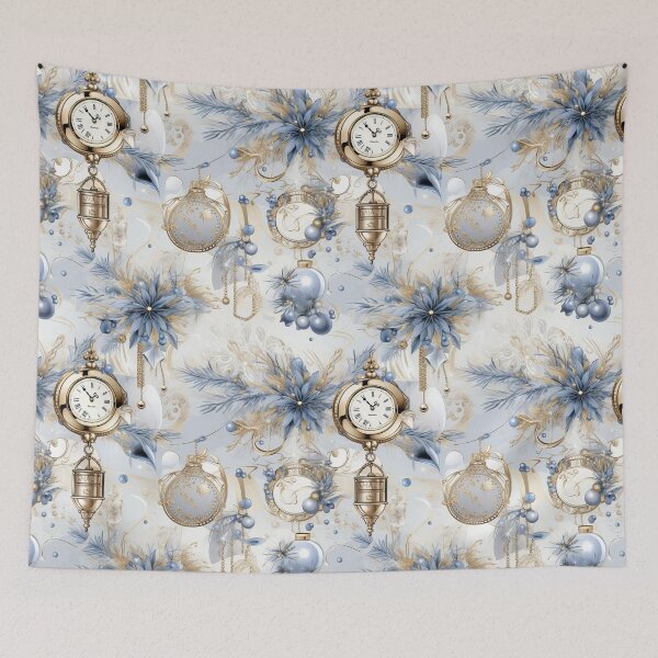 Item preview, Christmas Pattern, vintage-style, floral motifs, ornaments, clocks designed and sold by Cerulean-Shop.