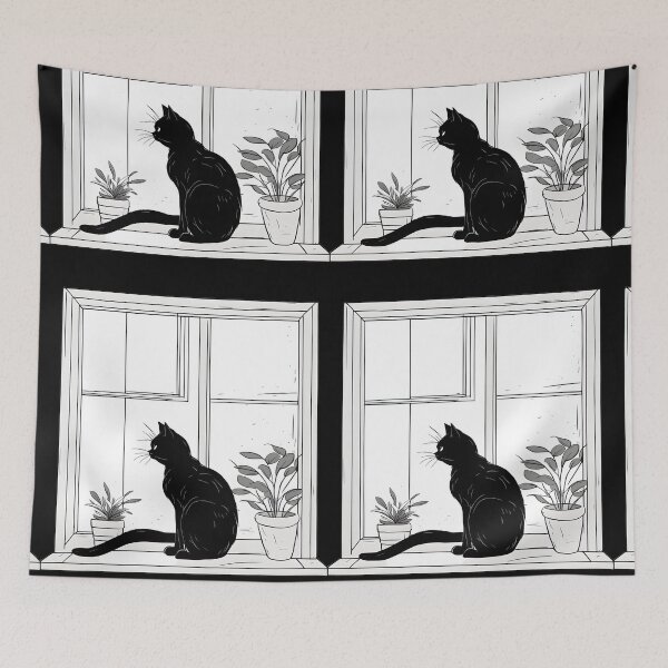 Item preview, black cat indoor plant ome designed and sold by Catophile.
