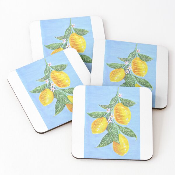 Item preview, Lemon branch with blue background - Citrus summertime designed and sold by Wolshebnaja.