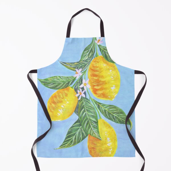 Item preview, Lemon branch with blue background - Citrus summertime designed and sold by Wolshebnaja.