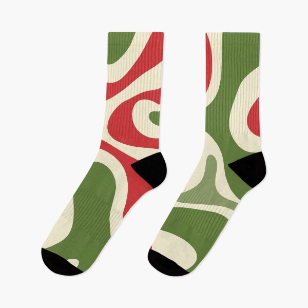 Item preview, Smooth Contours Retro Christmas Abstract Pattern Red Green Cream designed and sold by kierkegaard.
