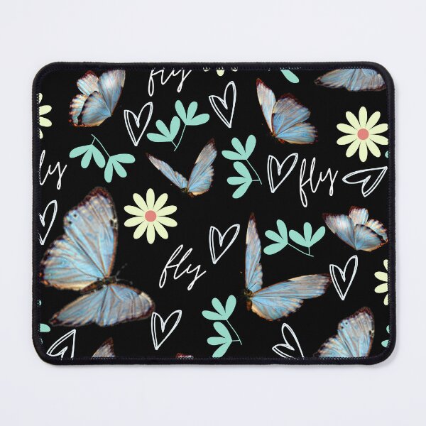 Item preview, Blue Butterfly and Floral leafy pattern designed and sold by Taloory.