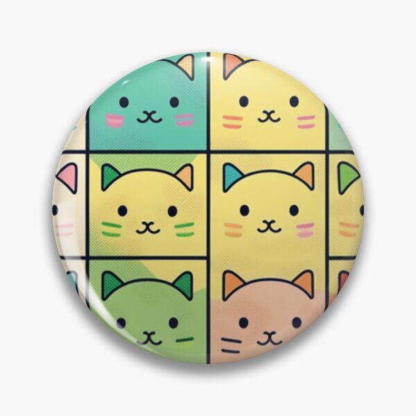 Item preview, Colorful Checker Pattern with cute Kawaii cats designed and sold by zoldi.