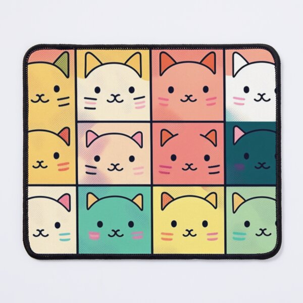 Item preview, Colorful Checker Pattern with cute Kawaii cats designed and sold by zoldi.