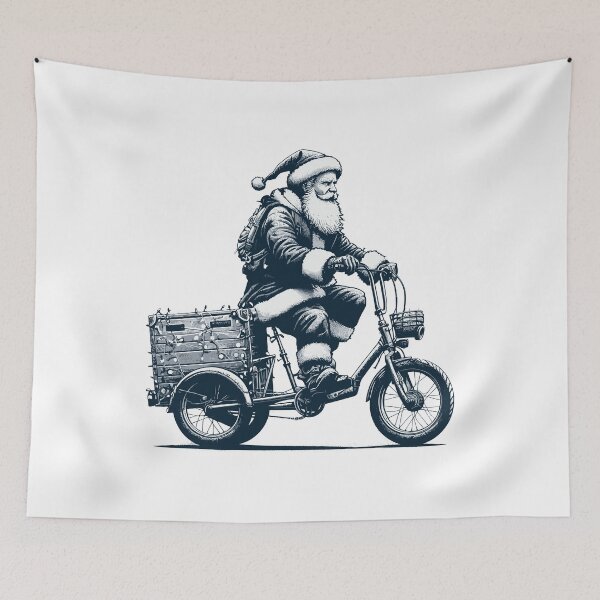 Item preview, Santa Claus on cargo bike designed and sold by TomFrontierArt.