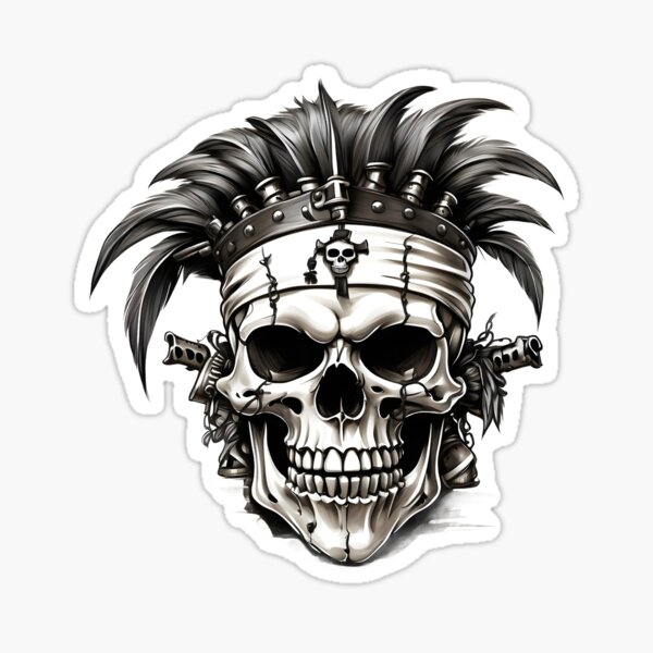 Jolly Roger skull with Mohawk Sticker