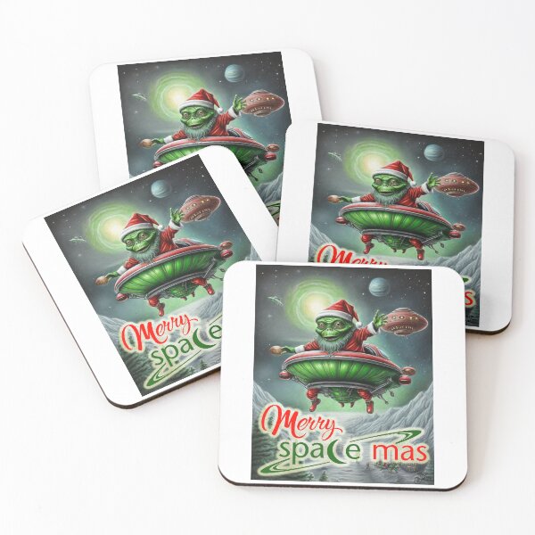 Item preview, Alien as Santa; Merry Space-Mas; UFO;  designed and sold by StickerApe.