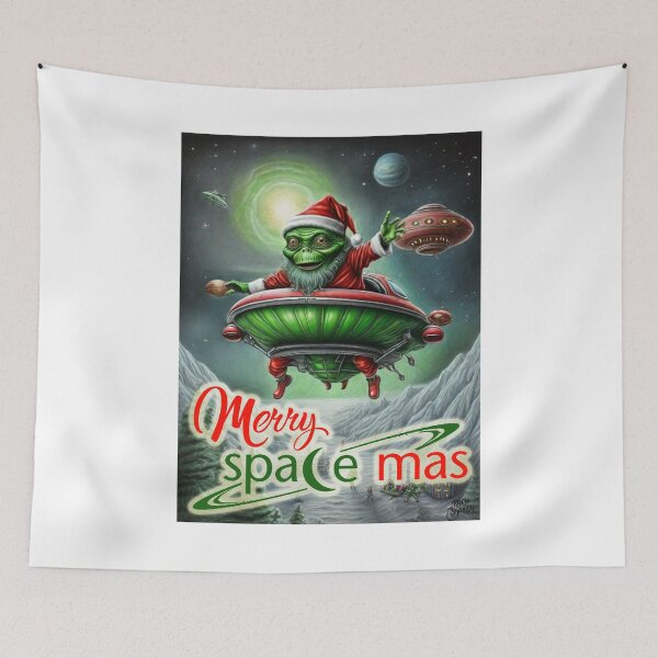 Item preview, Alien as Santa; Merry Space-Mas; UFO;  designed and sold by StickerApe.