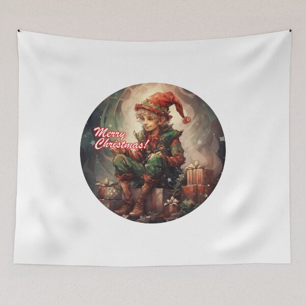 Item preview, A watercolor illustration Christmas elf and gift designed and sold by Mickeymouse2023.