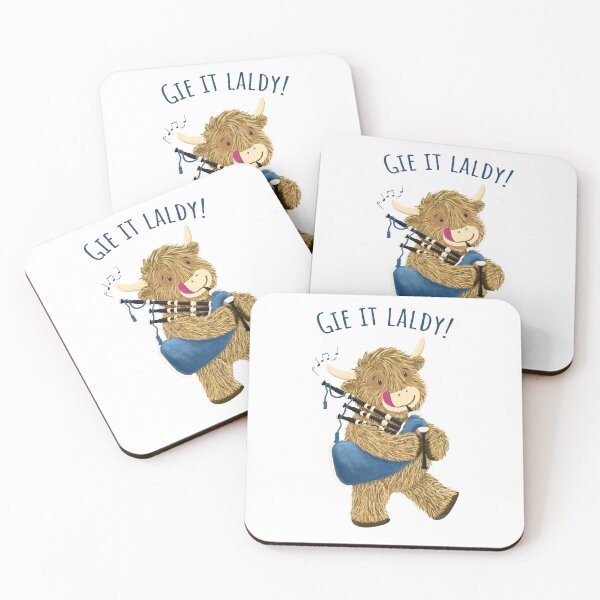 Item preview, Wee Hamish Scottish Highland Cow And Bagpipes Says Gie It Laldy! designed and sold by brodyquixote.
