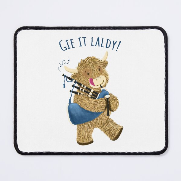 Item preview, Wee Hamish Scottish Highland Cow And Bagpipes Says Gie It Laldy! designed and sold by brodyquixote.