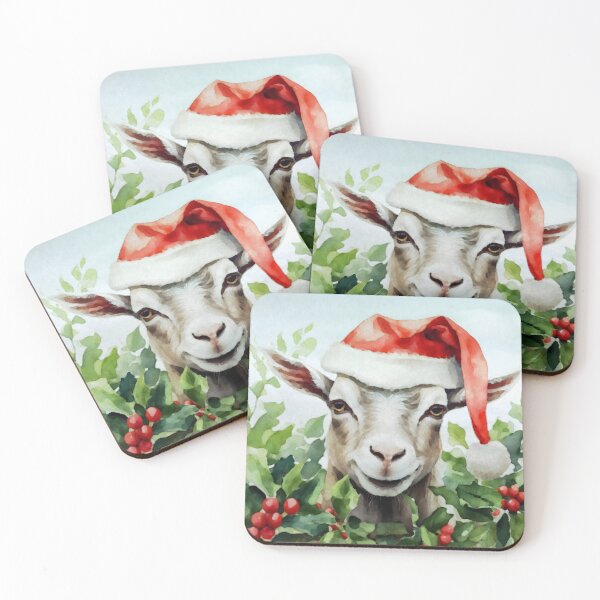Item preview, Christmas Goat Watercolour  designed and sold by NikkiBear67.