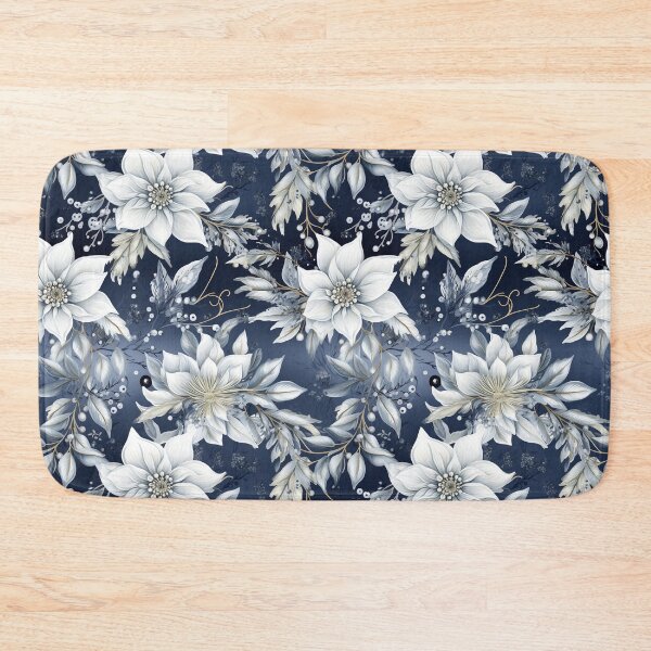 Item preview, Christmas Pattern, blue vintage-style, floral motifs, ornaments, flowers designed and sold by Cerulean-Shop.