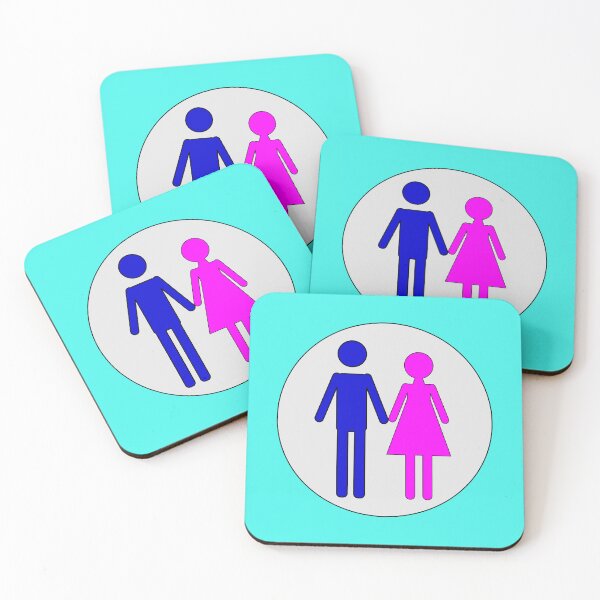 Item preview, Man and Woman, Blue and Pink Stencils, on Light Grey Circle with Black Trim designed and sold by AASparksDesigns.