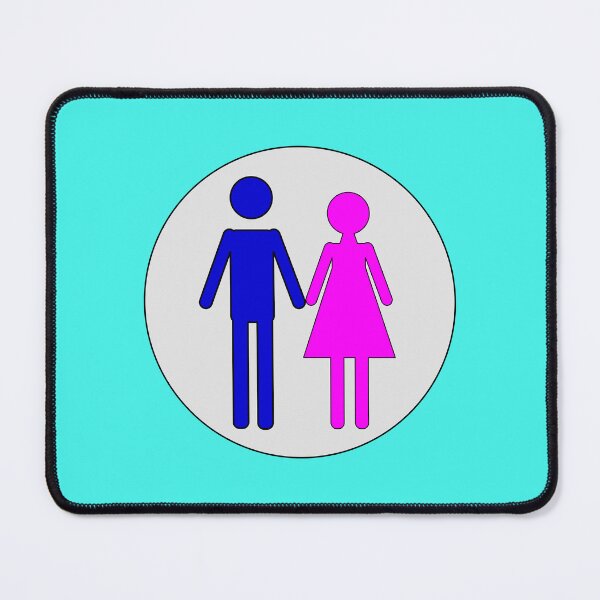 Item preview, Man and Woman, Blue and Pink Stencils, on Light Grey Circle with Black Trim designed and sold by AASparksDesigns.