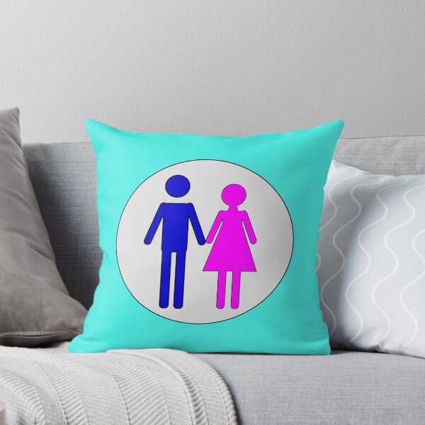 Item preview, Man and Woman, Blue and Pink Stencils, on Light Grey Circle with Black Trim designed and sold by AASparksDesigns.