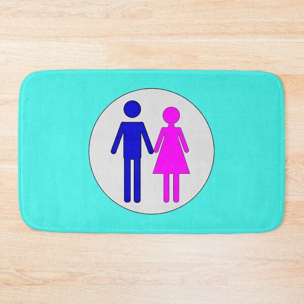 Item preview, Man and Woman, Blue and Pink Stencils, on Light Grey Circle with Black Trim designed and sold by AASparksDesigns.
