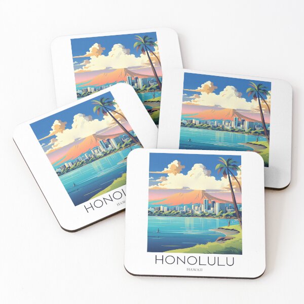 Item preview, A Pop Art Travel Print of Honolulu - Hawaii - US designed and sold by StudioRedKoala.