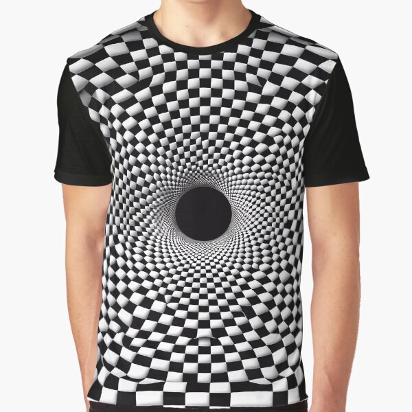Vista previa del artículo con la obra «Patrón de agujero negro a cuadros», diseñado y vendido por NeatSplash.