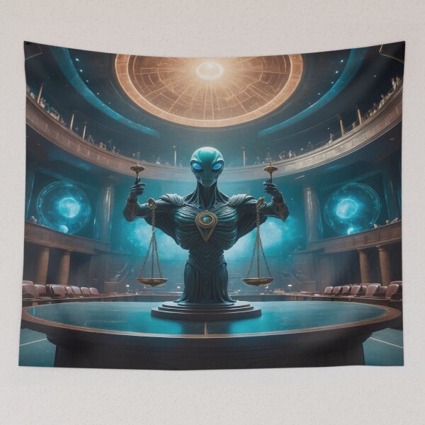 Item preview, Extraterrestrial Justice 5D Art, Cosmic Courtroom Decor designed and sold by luminamatrixart.