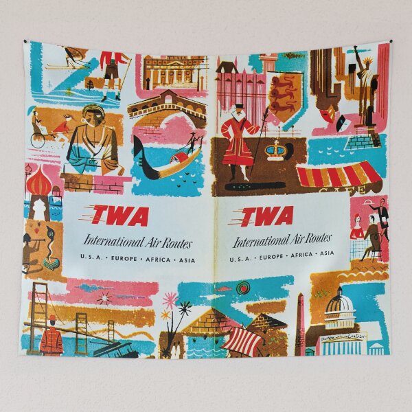 Item preview, TWA advertising from the 60s, retro airline advertising designed and sold by RoyalTarget.