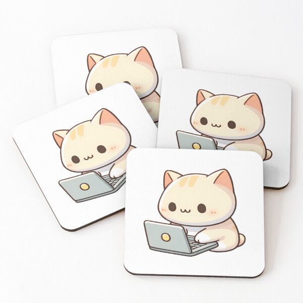 Item preview, Kawaii Cat with Laptop  designed and sold by UmbrellaStudio1.