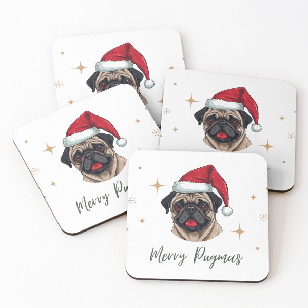 Item preview, Merry Pugmas - Christmas Pug in Santa Hat, Pug Gift, Pug Lover, Cute Pug Gift, Pug Dog Owner designed and sold by objectiveuno.