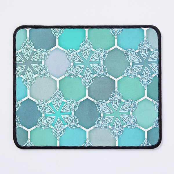 Item preview, Frozen Mint Honeycomb - Doodle Hexagon Pattern designed and sold by micklyn.