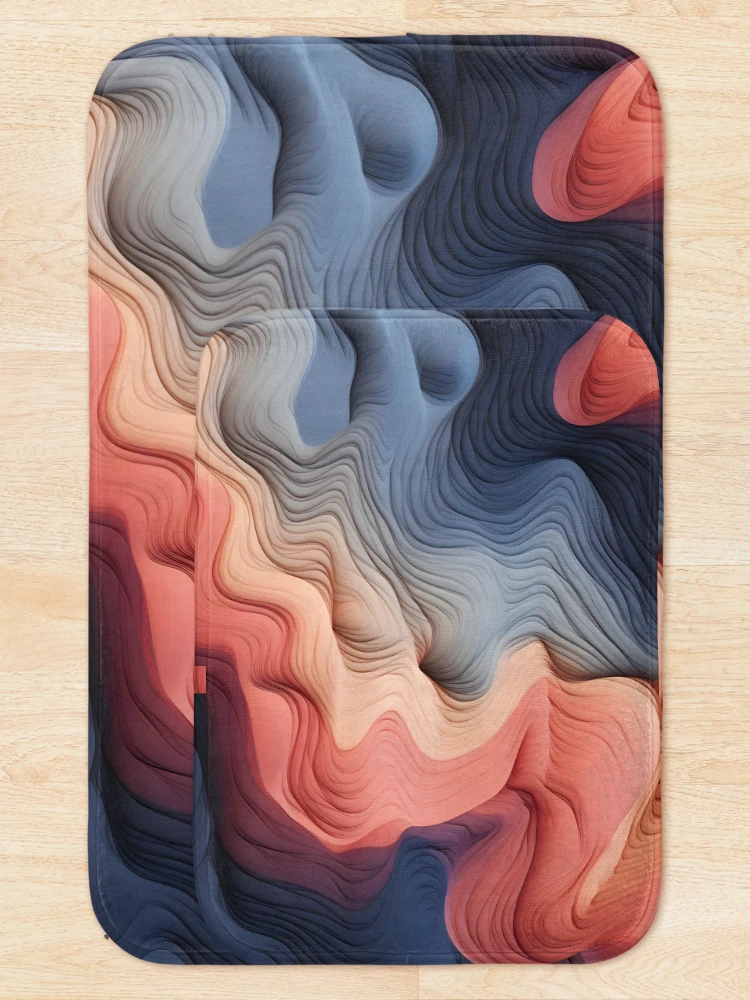 Thumbnail 5 of 6, Bath Mat, Dynamic Rouge Wave Forms designed and sold by VectorPlace.