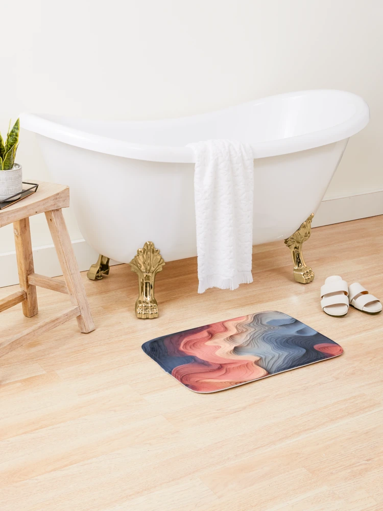 Thumbnail 2 of 6, Bath Mat, Dynamic Rouge Wave Forms designed and sold by VectorPlace.