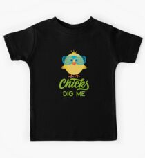 Chicks Dig Me Happy Easter 80s Retro Sunglasses Kids Tee