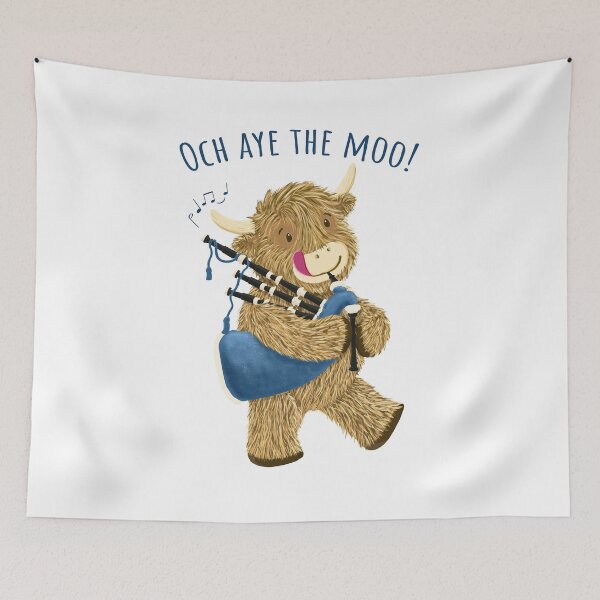 Item preview, Wee Hamish Scottish Highland Cow And Bagpipes Says Och Aye The Moo! designed and sold by brodyquixote.