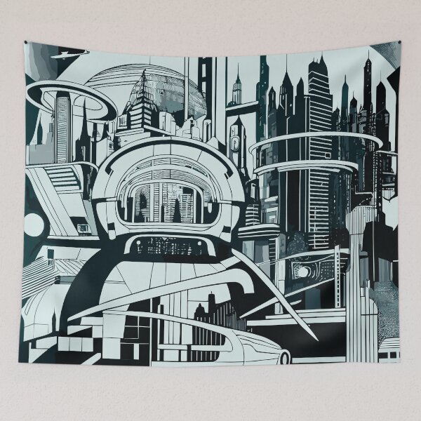 Item preview, Monochrome Metropolis: A Glimpse Forward designed and sold by blackink-design.