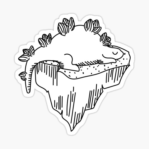 Stegosaurus resting on its floating island Sticker