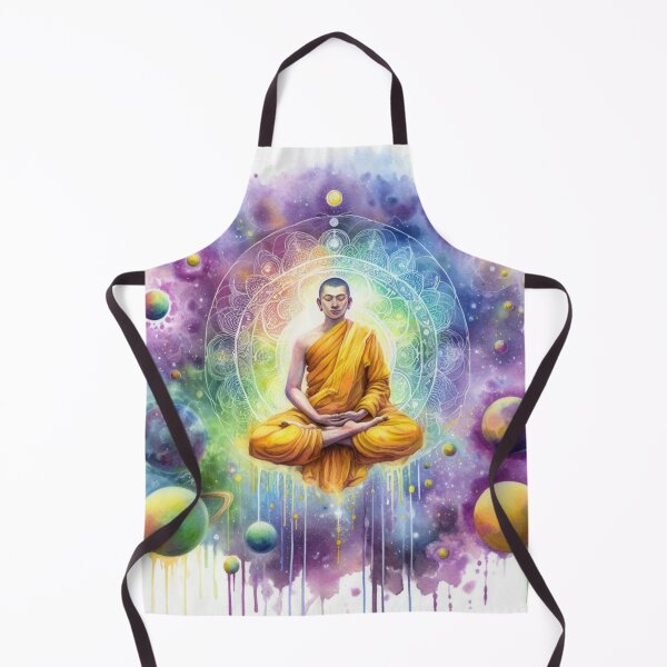 Item preview, Buddhist monk meditation under a mandala and planets designed and sold by shacalacah.