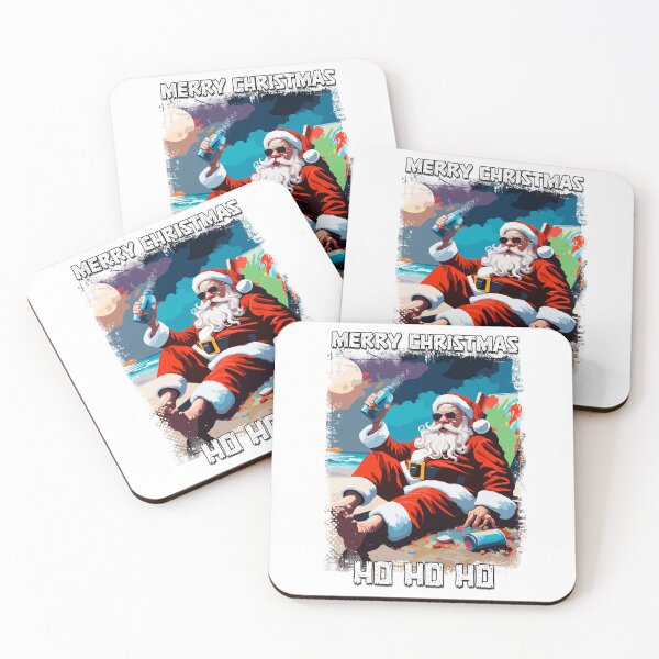 Item preview, Funny Santa Claus relaxing on the beach in the summer pop art illustration designed and sold by Naumovski.