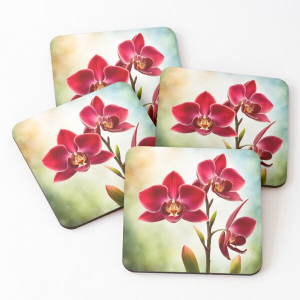 Item preview, Colorful picture of Red Orchid flowers designed and sold by Petalandfur.