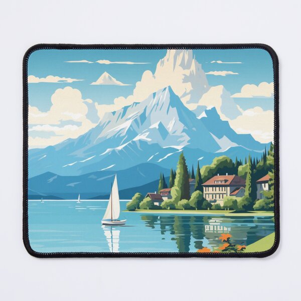 Item preview, A Pop Art Travel Print of Lake Thun - Switzerland designed and sold by StudioRedKoala.