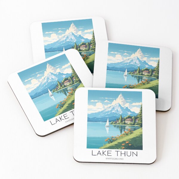 Item preview, A Pop Art Travel Print of Lake Thun - Switzerland  designed and sold by StudioRedKoala.