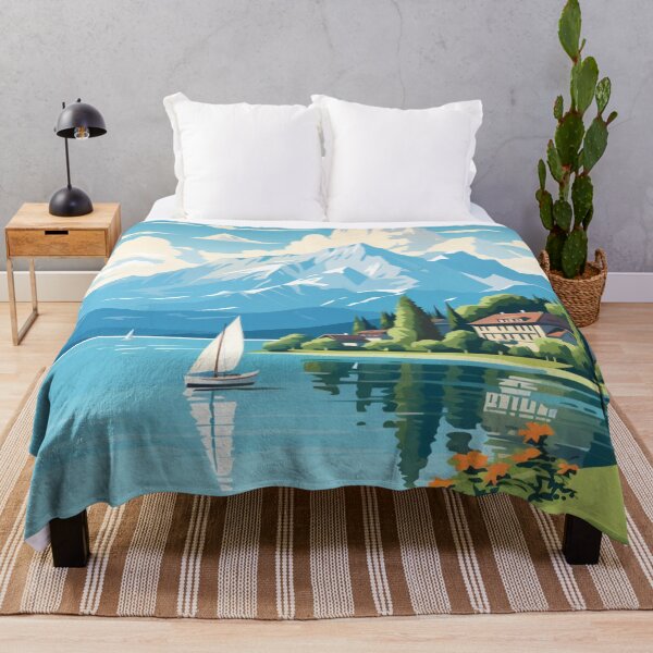 Item preview, A Pop Art Travel Print of Lake Thun - Switzerland  designed and sold by StudioRedKoala.