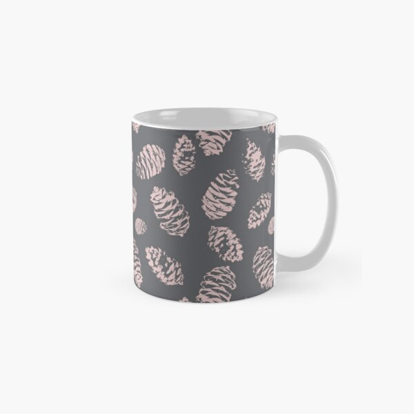 Pink pine cones on a grey background Classic Mug