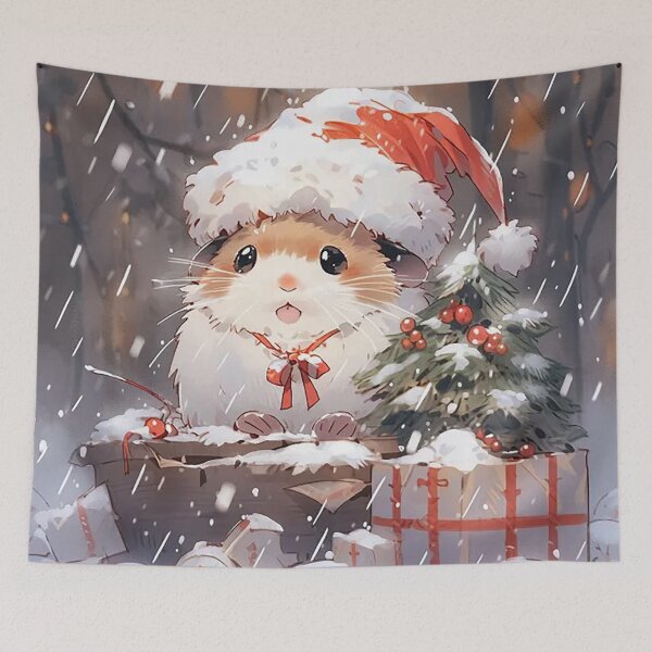 Item preview, Christmas Hamster with Miniature Tree designed and sold by PaintbrushPlace.