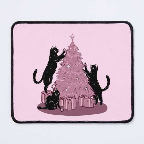 Item preview, Cats Decorating The Pink Christmas Tree designed and sold by KilkennyCat Art.
