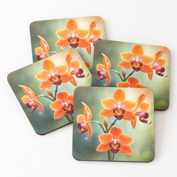 Item preview, Colorful picture of Orange Orchid flowers designed and sold by Petalandfur.