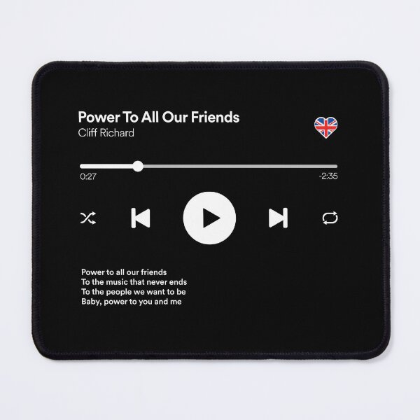 Item preview, Power To All Our Friends - Cliff Richard - Digital Music Player Style - Eurovision 1973 - United Kingdom - Music / Media Player Interface Mockup designed and sold by Vision-Tees.