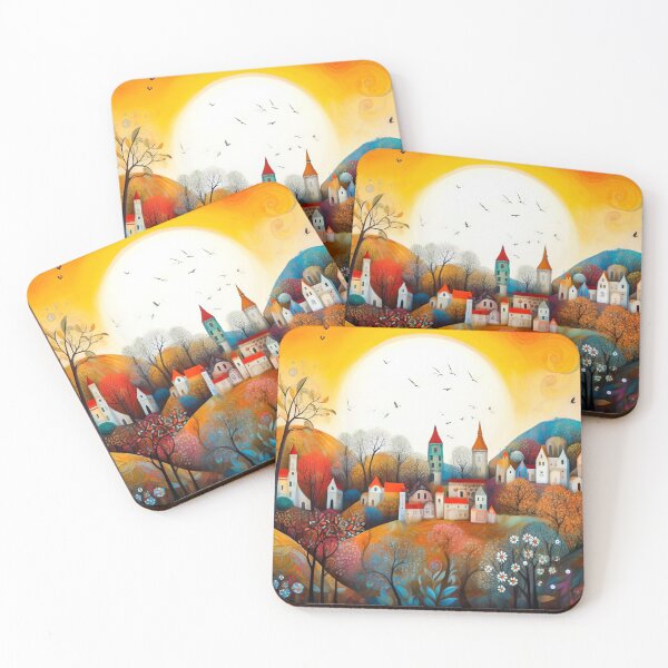 Item preview, Hilltop Village in Autumn designed and sold by mfboots.