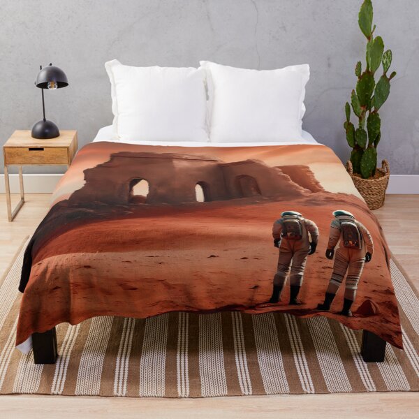 Item preview, Astronauts in front of ruins on Mars designed and sold by polemon.
