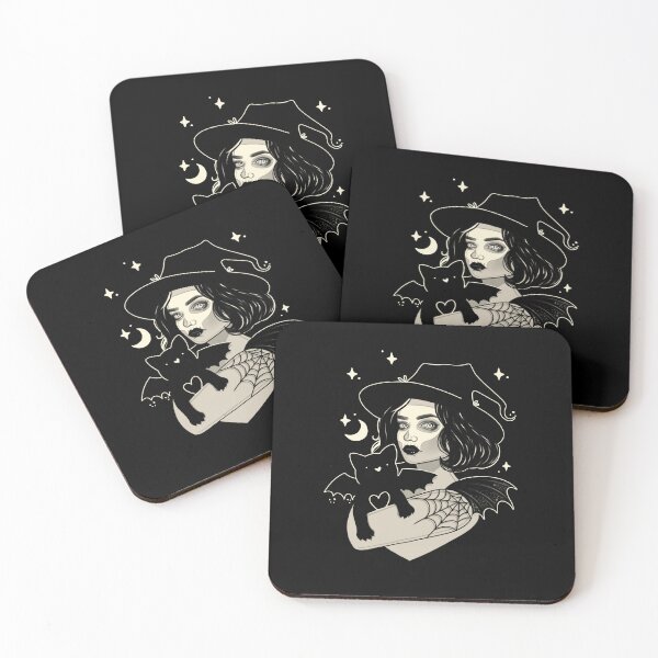 Item preview, Witch with Bat Cat // Witchy Pinup Girl designed and sold by Wendy-Stephens.