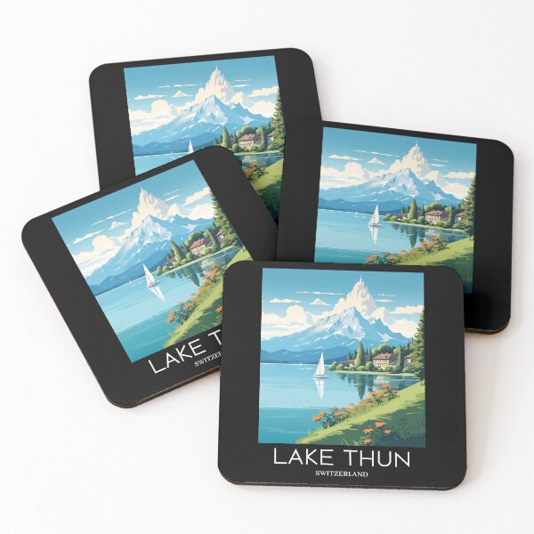 Item preview, A Pop Art Travel Print of Lake Thun - Switzerland  designed and sold by StudioRedKoala.